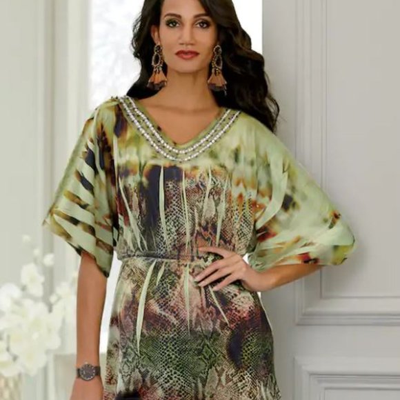 SOLD OUT!!  Seventh Avenue Safari Beaded Top - Picture 1 of 7